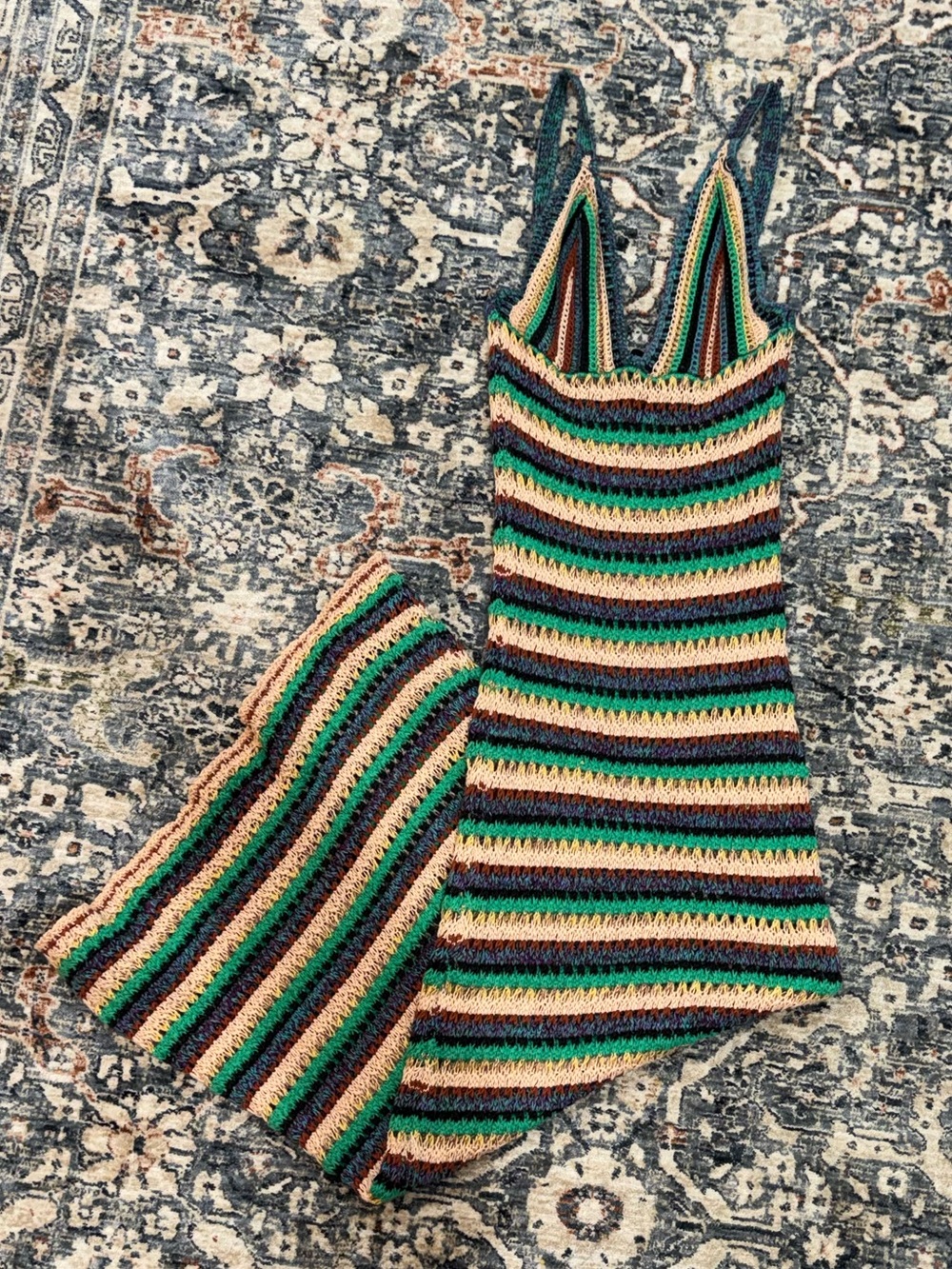 Zara Multicolor Crochet Knit Maxi Dress